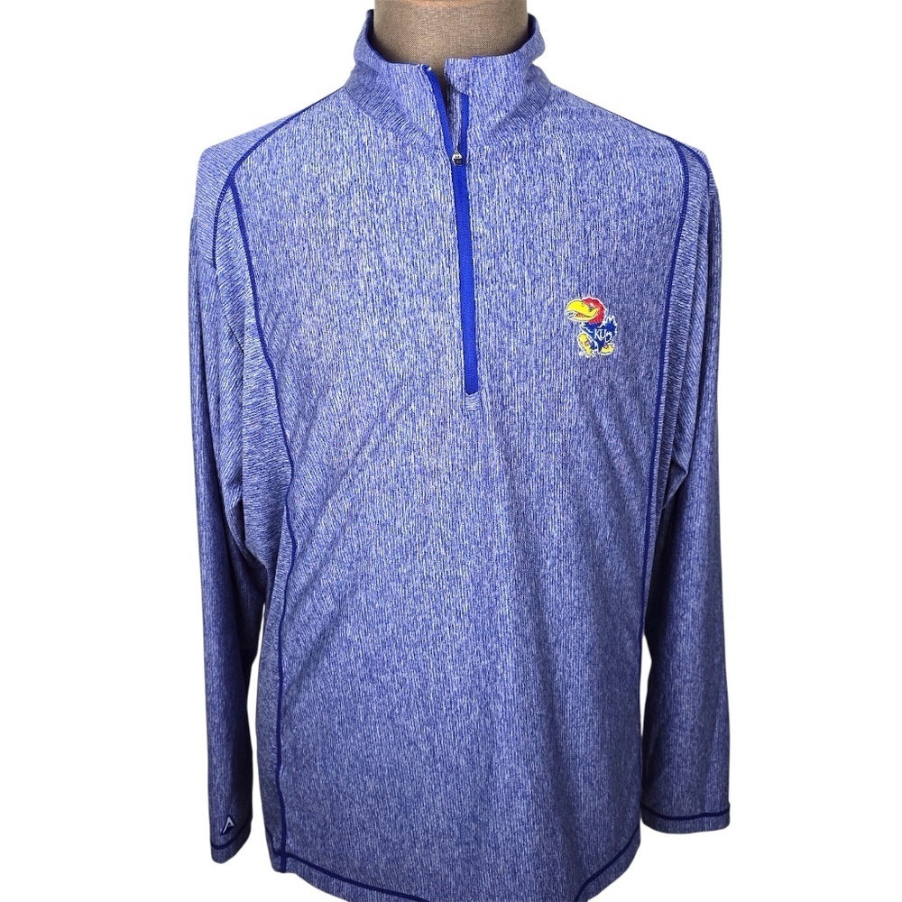 Kansas University KU Jayhawks Men's XXL Quarter Zip Performance Pullover Blue